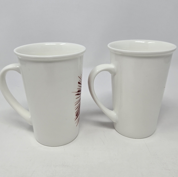 STARBUCKS SET OF 2 RED STARBURST FIREWORKS WHITE COFFEE CUP MUG RETIRED 2014 - Picture 6 of 12